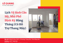 Lịch Vệ Sinh Căn Hộ, Nhà Phố Định Kỳ Hàng Tháng (Có Hỗ Trợ Thang Máy)
