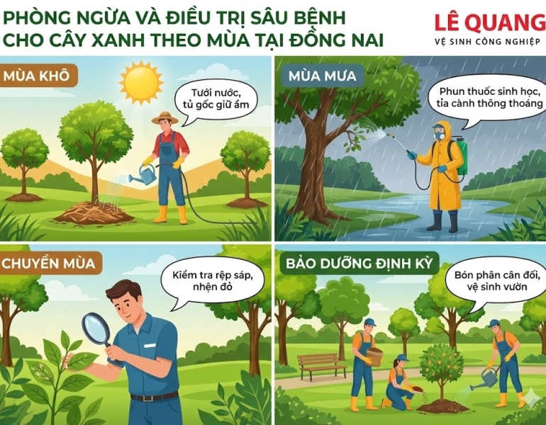 Phòng ngừa và điều trị sâu bệnh cho cây xanh theo mùa tại Đồng Nai