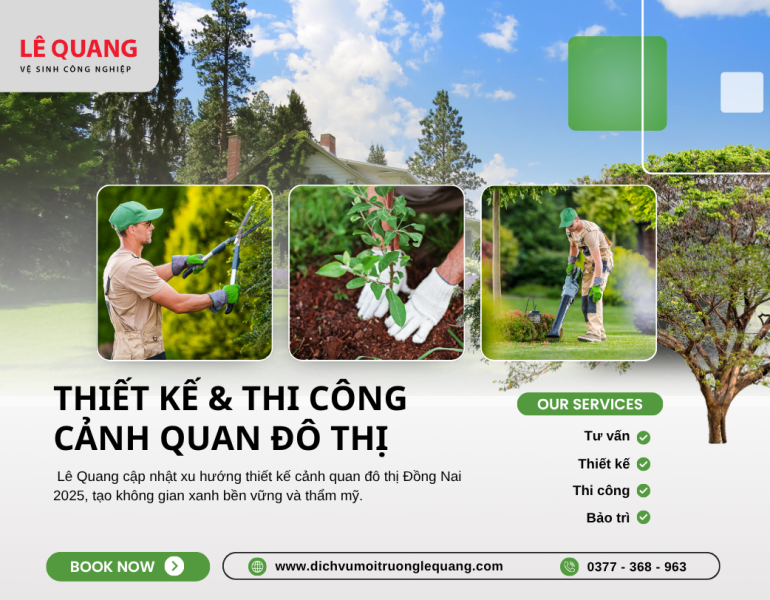 Xu hướng thiết kế và thi công cảnh quan cây xanh đô thị tại Đồng Nai năm 2025