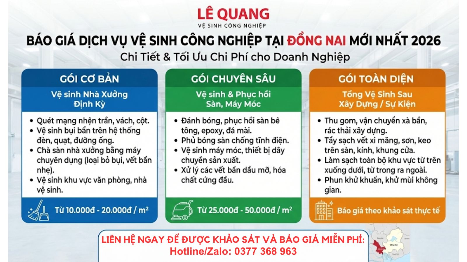 Báo Giá Dịch vụ Vệ Sinh Công Nghiệp tại Đồng Nai
