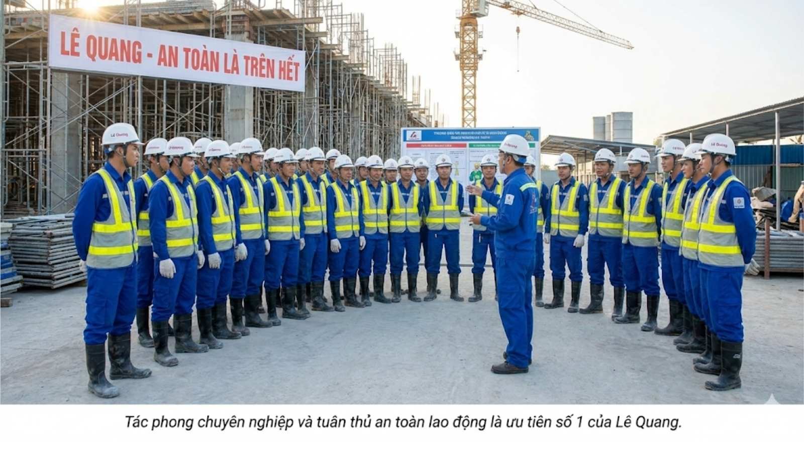 Tác phong chuyên nghiệp và tuân thủ an toàn lao động là ưu tiên số 1 của Lê Quang